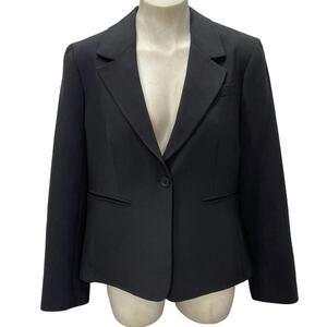 NEW ARGENT women's schoolboy textured crepe blazer in black